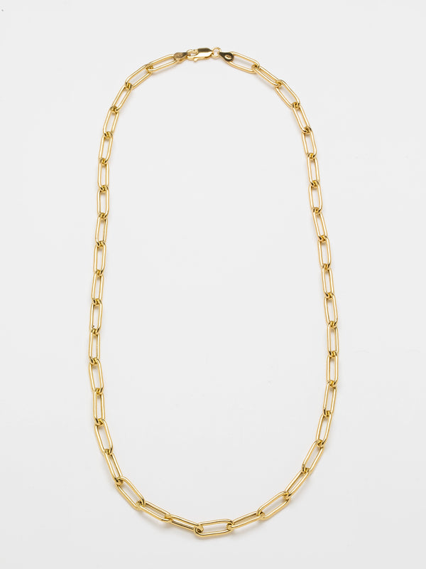 22K Gold Plate Paper Clip Chain Necklace