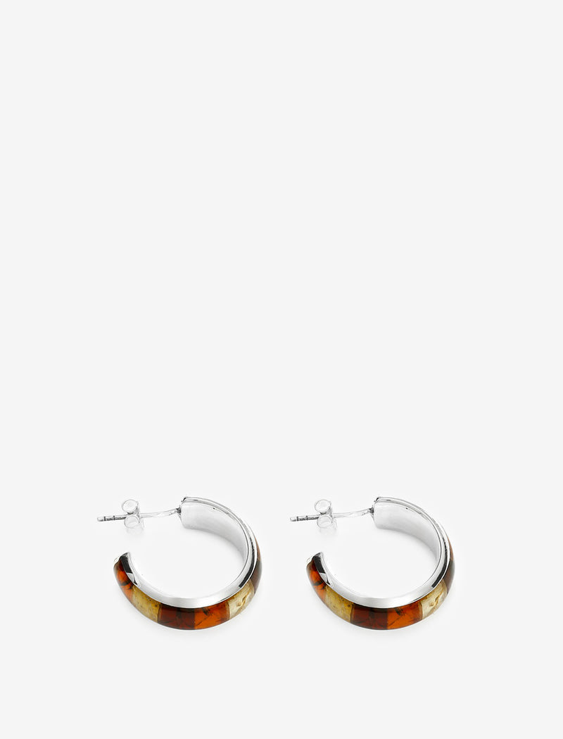 Natural Baltic Amber Hoops Earrings