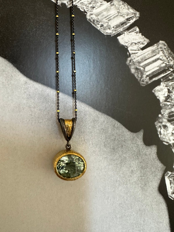 24K Gold Aquamarine Necklace