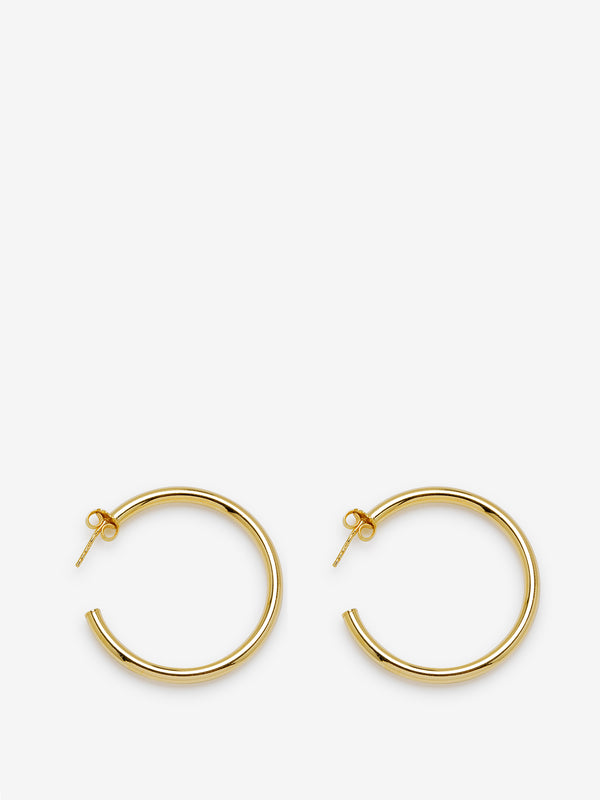 18K Yellow Gold Hoop Earrings With Silver