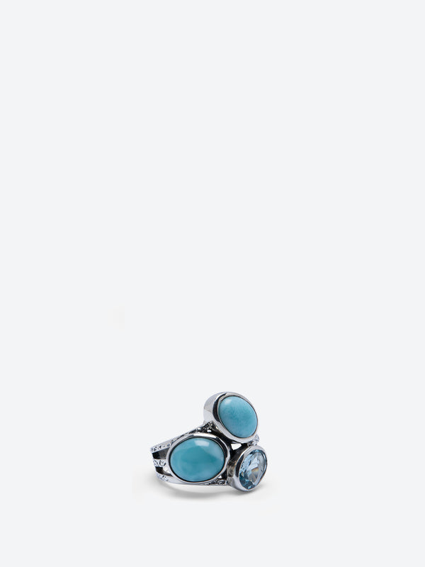 Larimar and Blue Topaz in Sterling Silver Ring