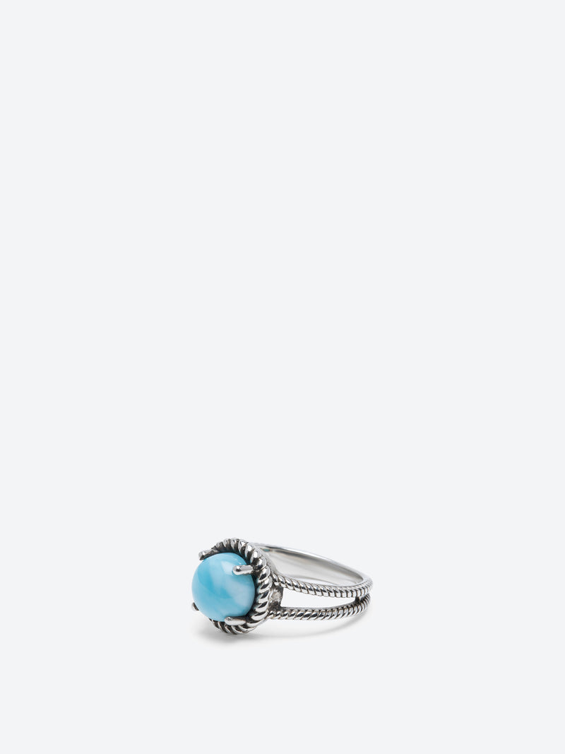 Natural Larimar in Sterling Silver Ring