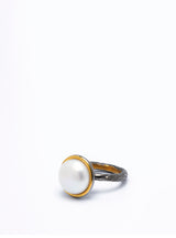 Natural Seawater Pearl Ring In Silver