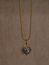 24 Karat Gold Diamond and Silver Coin Pendent Necklace of Alexander the Great