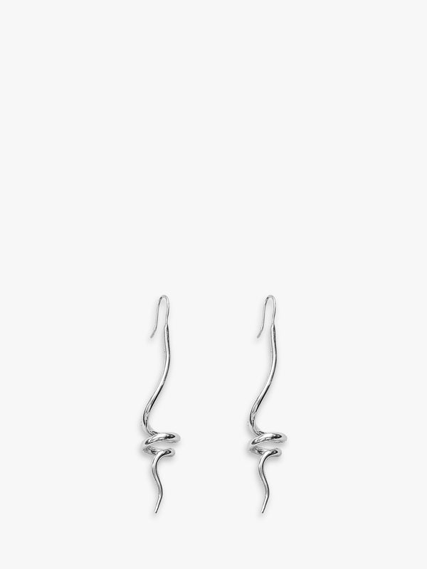 Unique Long Sterling Silver Snake Spiral Earrings