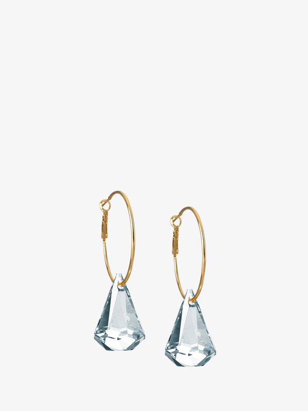 18K Yellow Gold with Blue Shade Swarovski Crystal Drop Earring
