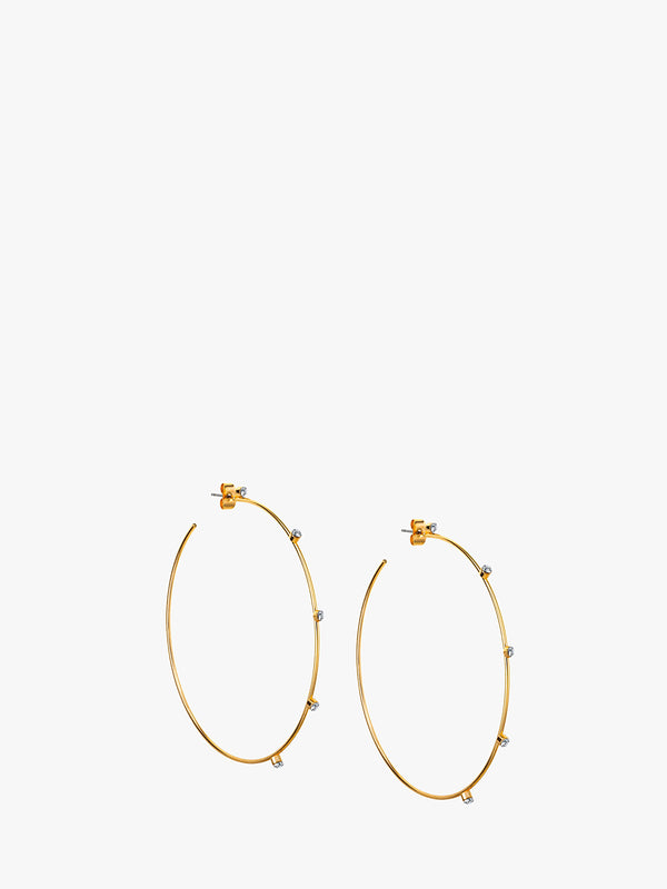 18K Yellow Gold with Swarovski Crystal large Hoop Earrings